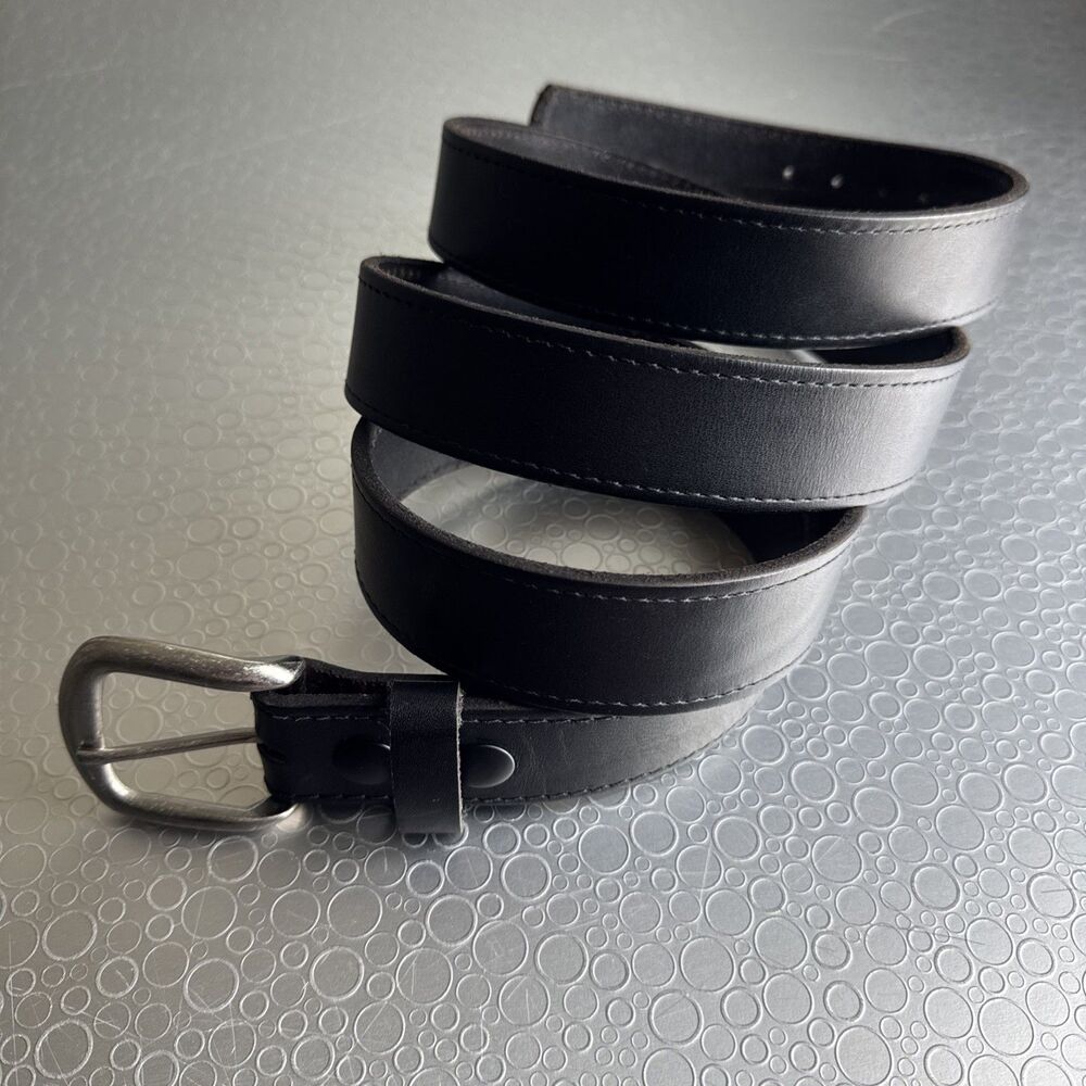 Davis Big & Tall Mens Black Leather Belt Interchangeable Buckle USA - Size 62